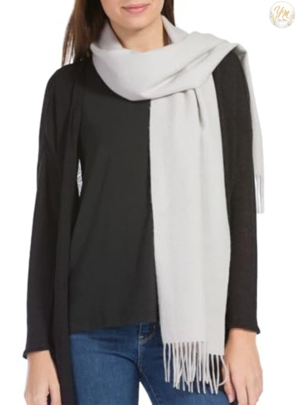 100% Pure Cashmere Winter Scarf, Fringe Detail, Soft Luxurious Women's Wrap,
